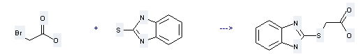 Acetic acid,2-(1H-benzimidazol-2-ylthio)- can be obtained by Bromoacetic acid and 1,3-Dihydro-benzoimidazole-2-thione